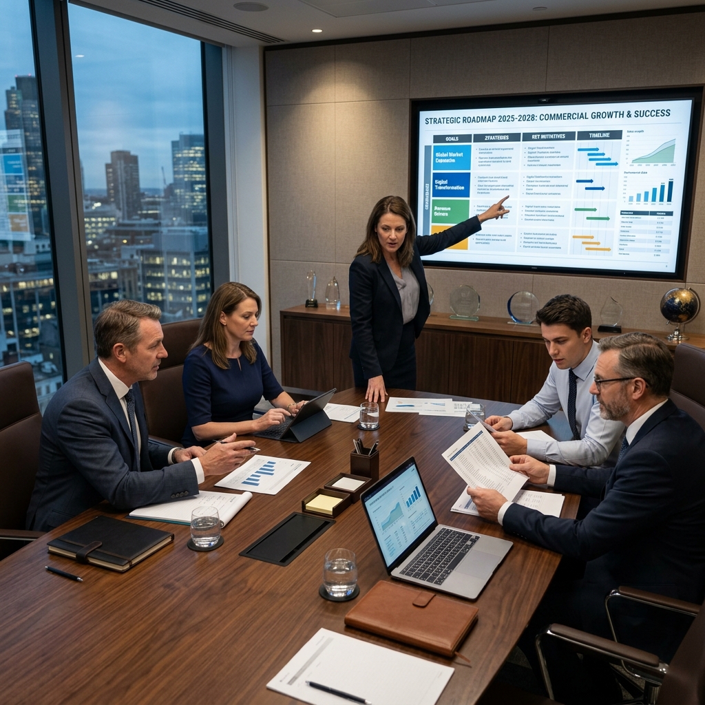 Executives discussing projects